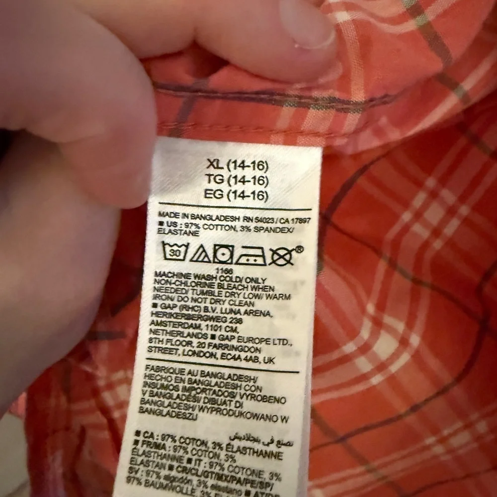 LIKE NEW Old Navy Coral Plaid Shirt